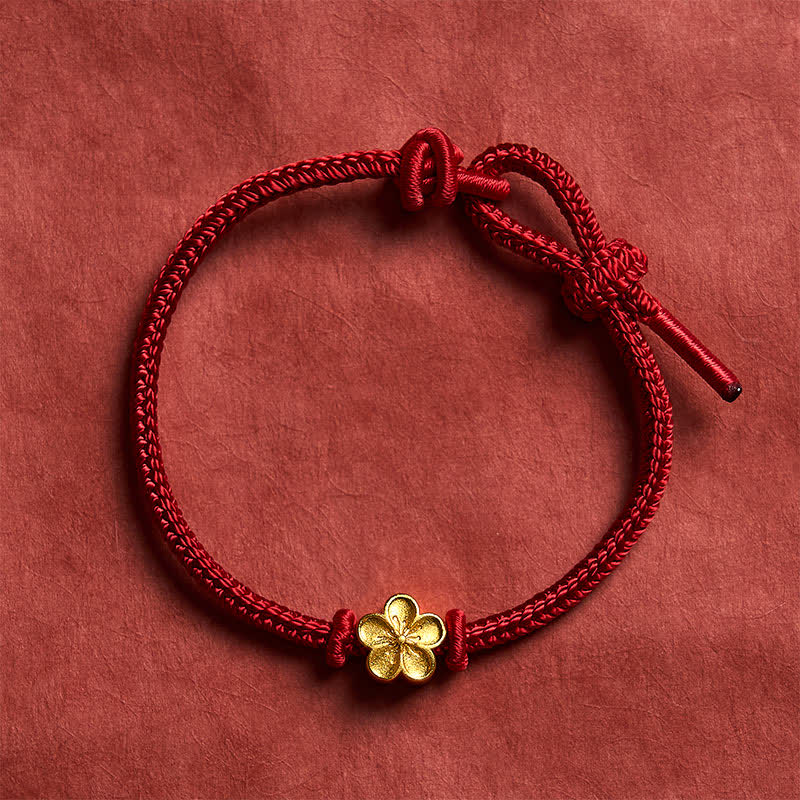 EverestArtstudios Hand-Woven Red String Small Peach Blossom Luck Braided Cord Bracelet