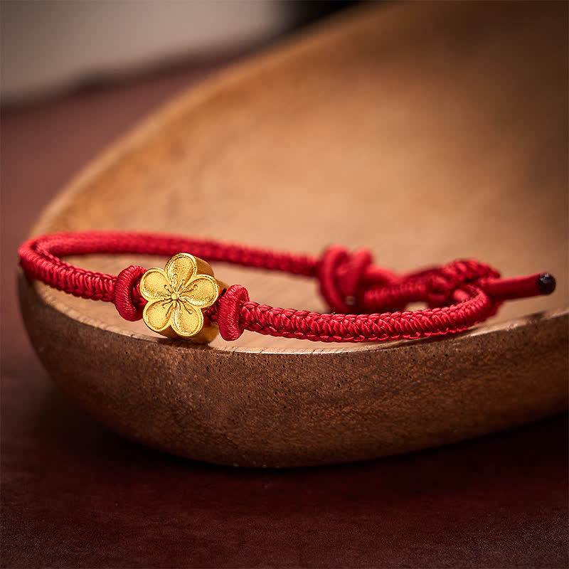 Buddha Stones Hand-Woven Red String Small Peach Blossom Luck Braided Cord Bracelet