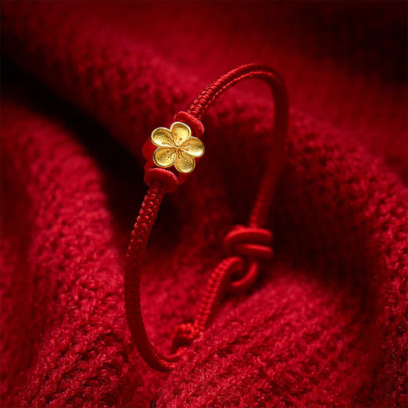 EverestArtstudios Hand-Woven Red String Small Peach Blossom Luck Braided Cord Bracelet