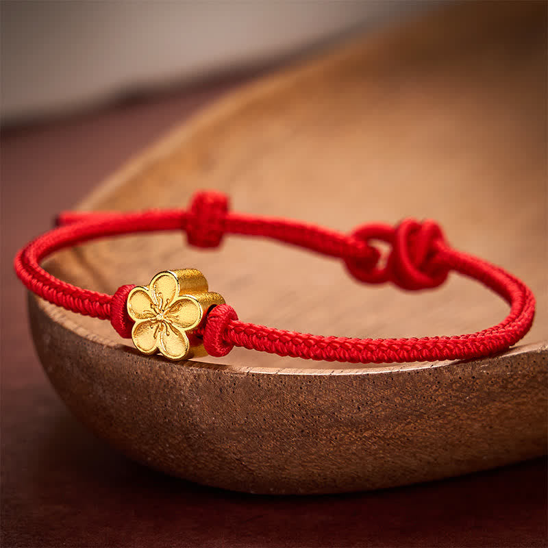 EverestArtstudios Hand-Woven Red String Small Peach Blossom Luck Braided Cord Bracelet