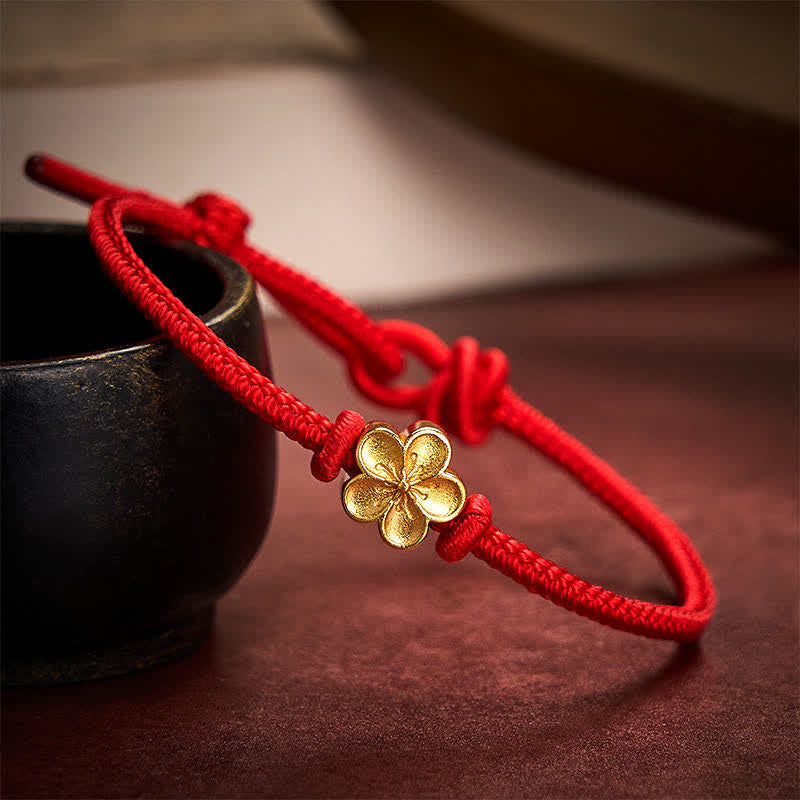 EverestArtstudios Hand-Woven Red String Small Peach Blossom Luck Braided Cord Bracelet