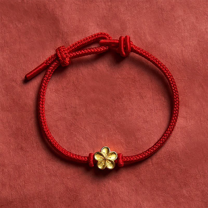 Buddha Stones Hand-Woven Red String Small Peach Blossom Luck Braided Cord Bracelet