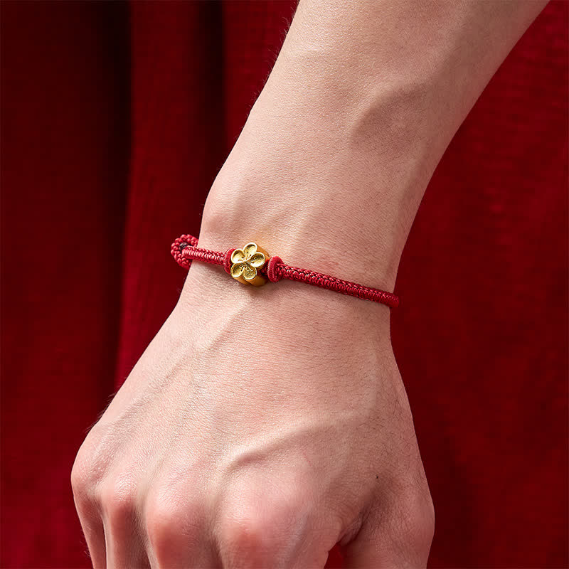 EverestArtstudios Hand-Woven Red String Small Peach Blossom Luck Braided Cord Bracelet