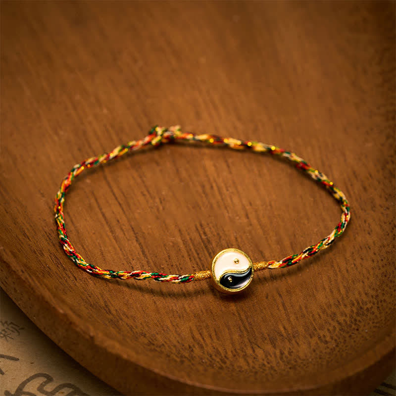 Buddha Stones Hand-Woven Yin Yang Colorful Thin Cord String Protection Braided Bracelet