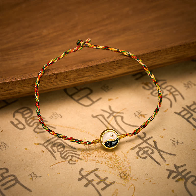 Buddha Stones Hand-Woven Yin Yang Colorful Thin Cord String Protection Braided Bracelet
