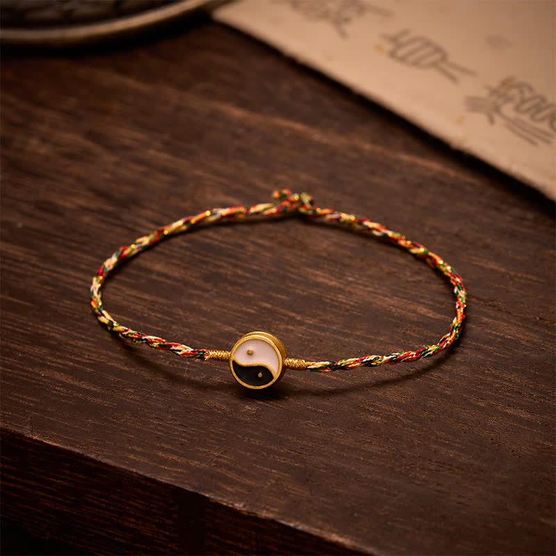 Buddha Stones Hand-Woven Yin Yang Colorful Thin Cord String Protection Braided Bracelet