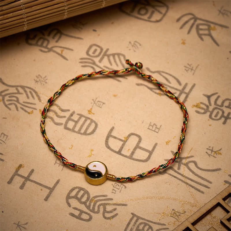 Buddha Stones Hand-Woven Yin Yang Colorful Thin Cord String Protection Braided Bracelet