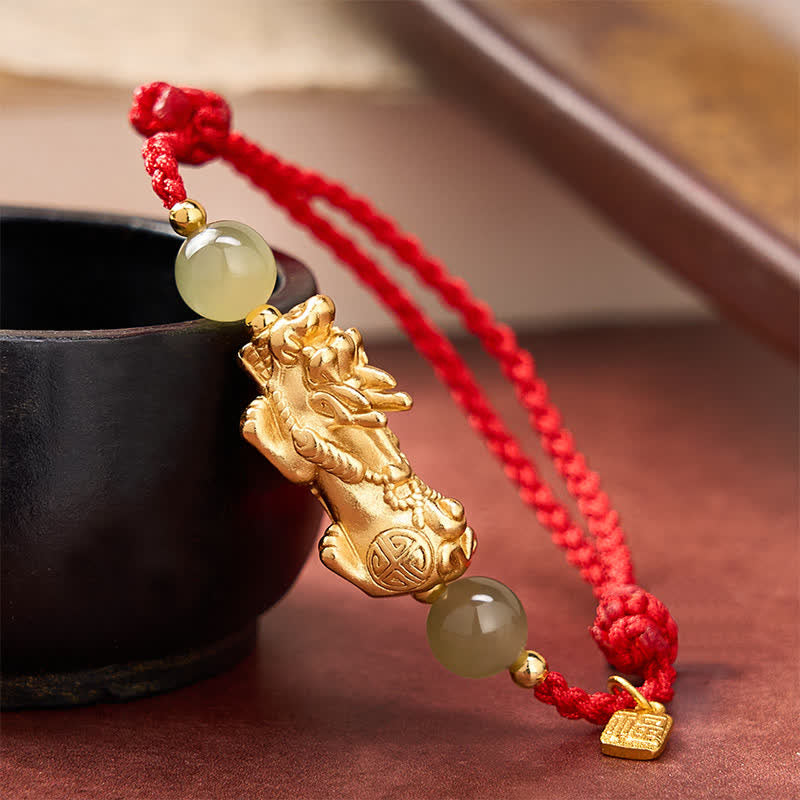 EverestArtstudios Copper Pi Xiu Fu Character Luck Red String Bracelet