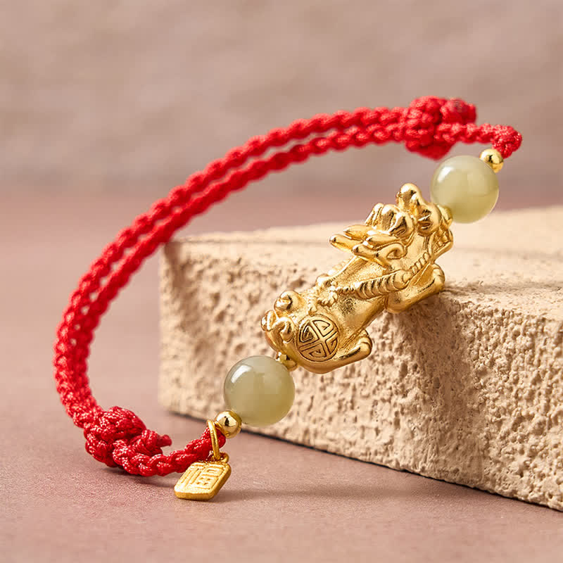 EverestArtstudios Copper Pi Xiu Fu Character Luck Red String Bracelet