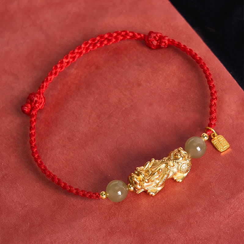 EverestArtstudios Copper Pi Xiu Fu Character Luck Red String Bracelet