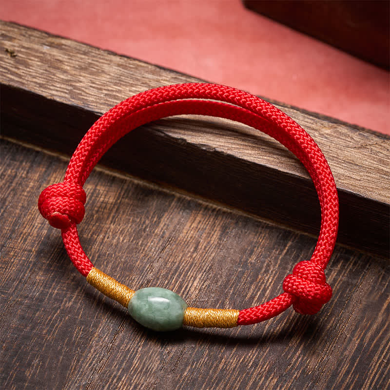 Buddha Stones Jade Bead Red String Protection Bracelet
