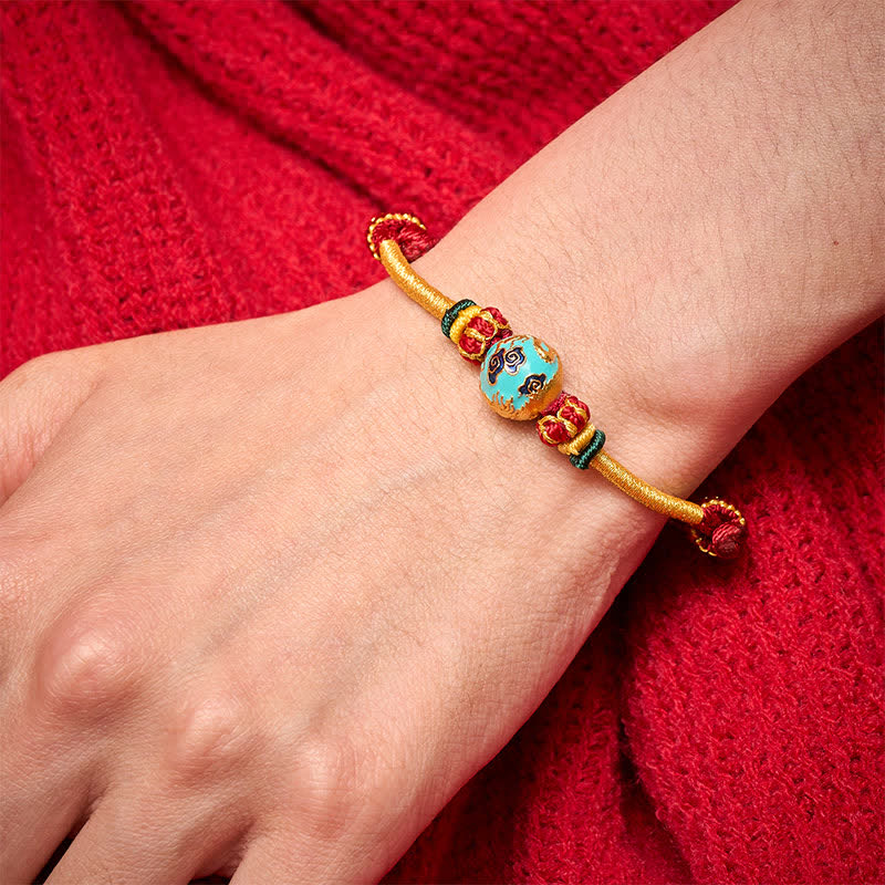 EverestArtstudios Copper Dragon Bead Red String Strength Braided Bracelet