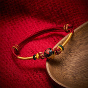 Buddha Stones Copper Dragon Bead Red String Strength Braided Bracelet