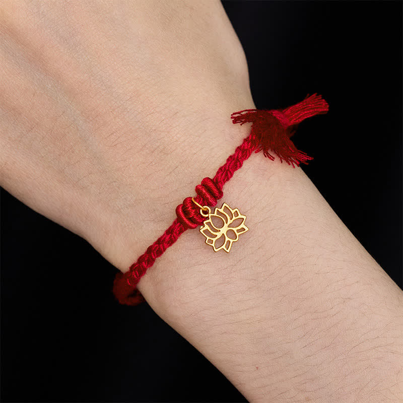 EverestArtStudios Copper Lotus Red String New Beginning Bracelet