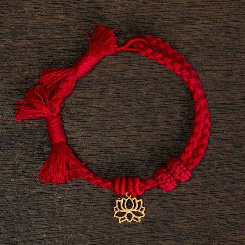 Buddha Stones Copper Lotus Red String New beginning Bracelet