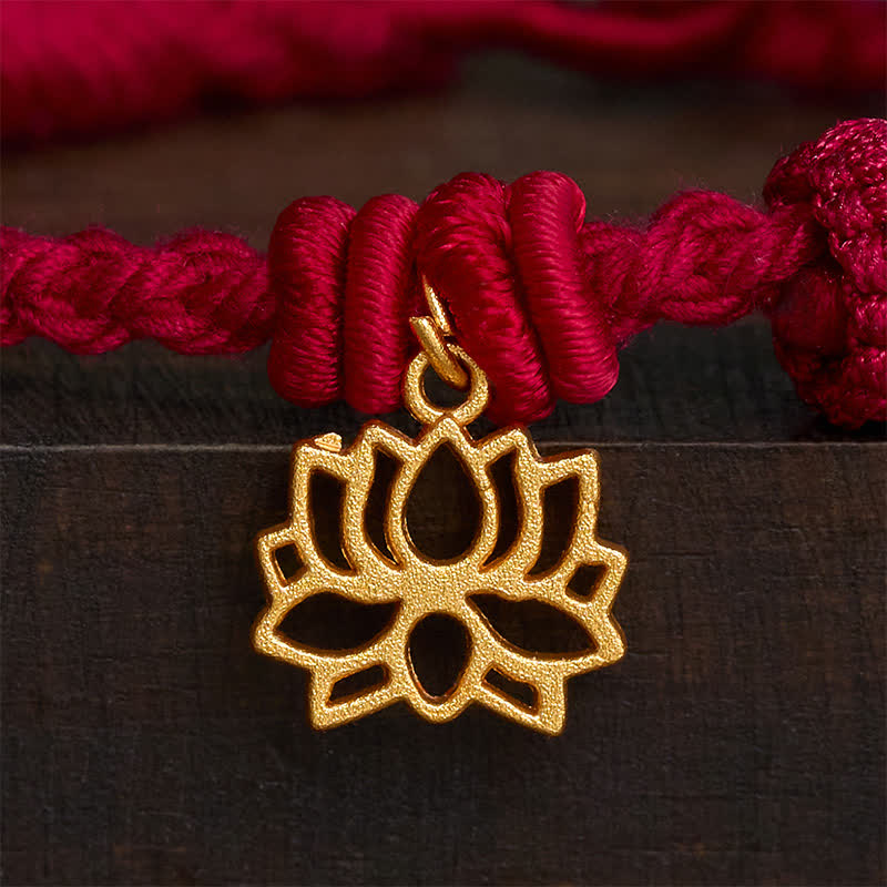 EverestArtStudios Copper Lotus Red String New Beginning Bracelet