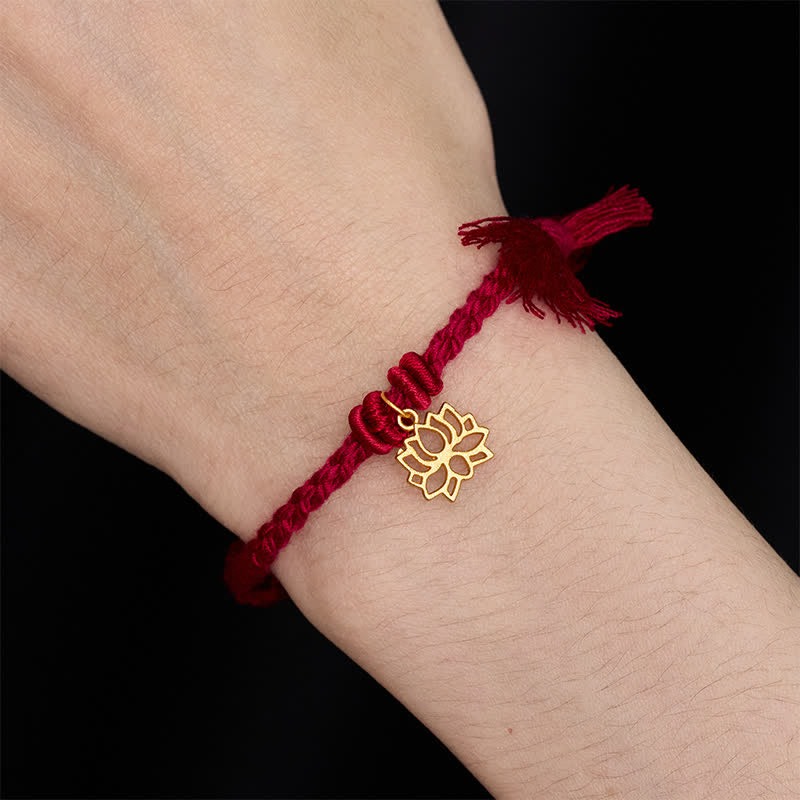 Buddha Stones Copper Lotus Red String New beginning Bracelet