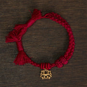 Buddha Stones Copper Lotus Red String New beginning Bracelet