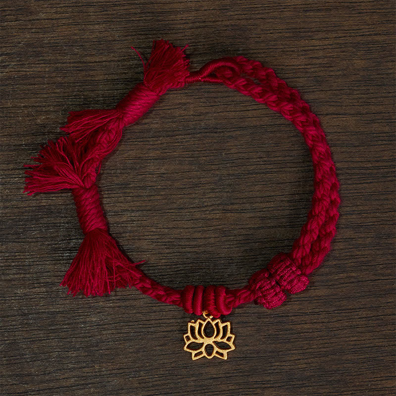 EverestArtStudios Copper Lotus Red String New Beginning Bracelet