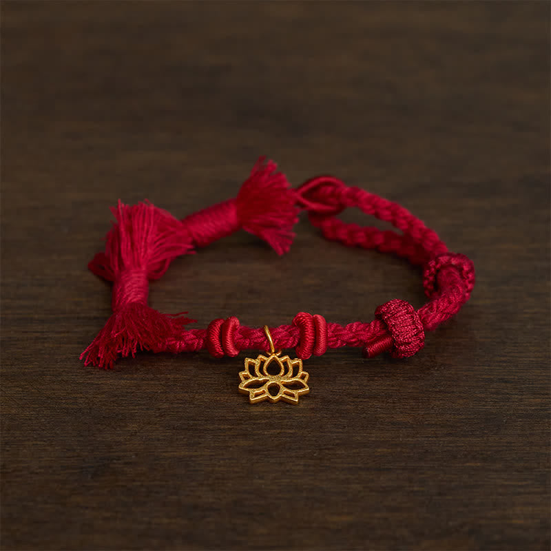 EverestArtStudios Copper Lotus Red String New Beginning Bracelet