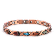 EverestArtStudios Antique Copper Turquoise Inlaid Balance Adjustable Grain Link Bracelet
