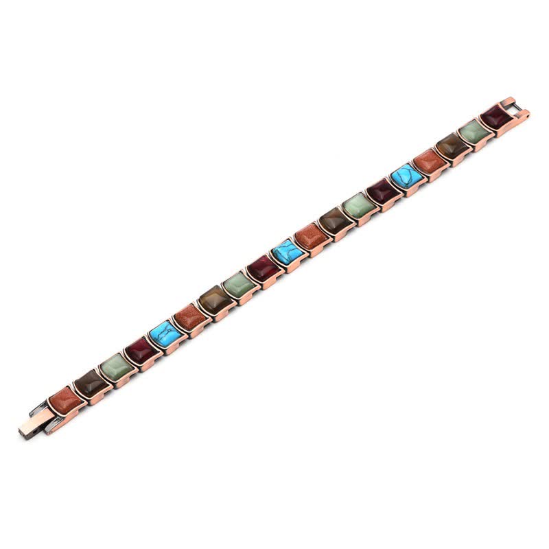 EverestArtStudios Vintage Copper Inlaid Turquoise Balance Magnetic Bracelet