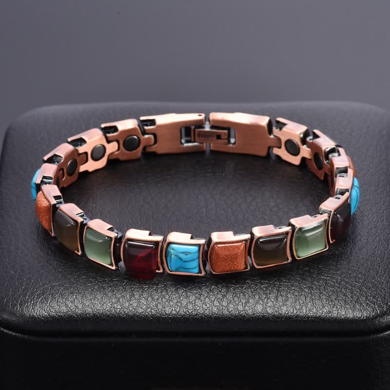 EverestArtStudios Vintage Copper Inlaid Turquoise Balance Magnetic Bracelet