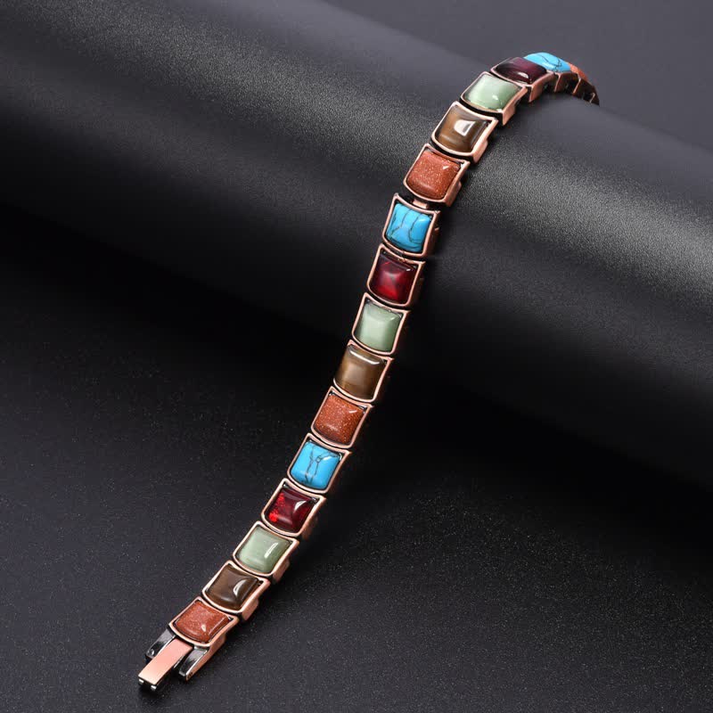EverestArtStudios Vintage Copper Inlaid Turquoise Balance Magnetic Bracelet