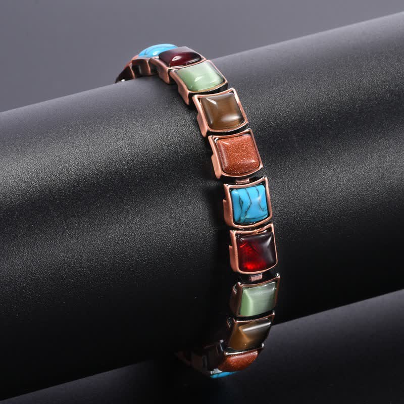 EverestArtStudios Vintage Copper Inlaid Turquoise Balance Magnetic Bracelet