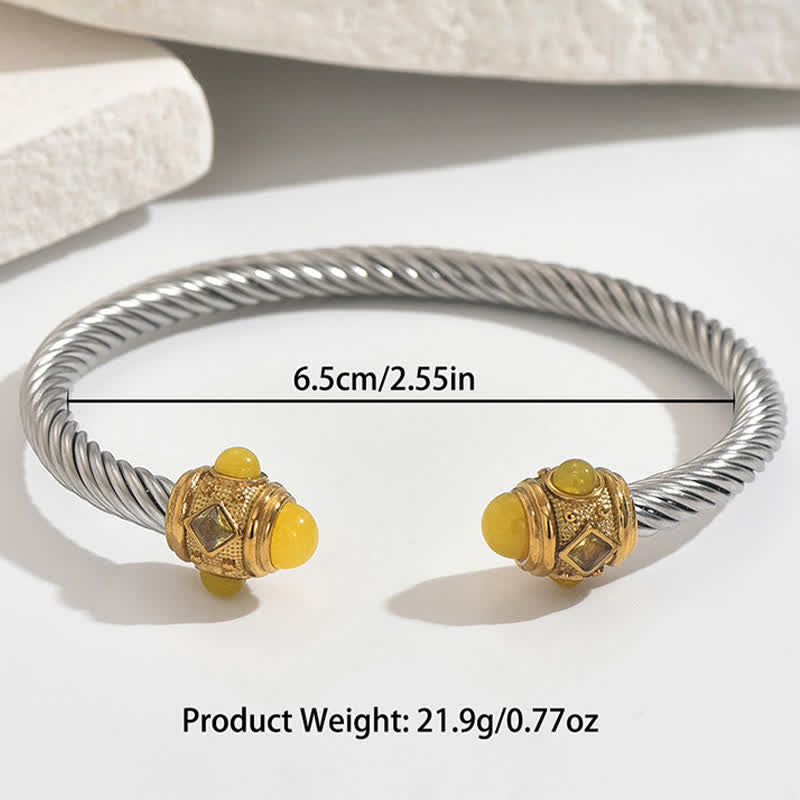 EverestArtStudios Stainless Steel Spiral Energy Two Tone Cuff Bracelet