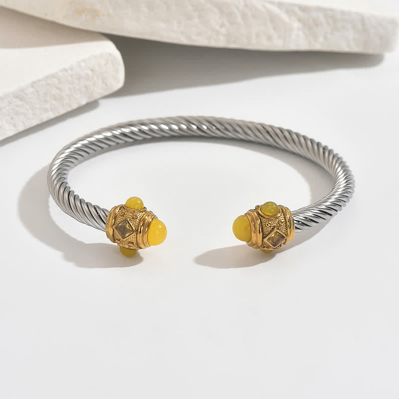 EverestArtStudios Stainless Steel Spiral Energy Two Tone Cuff Bracelet