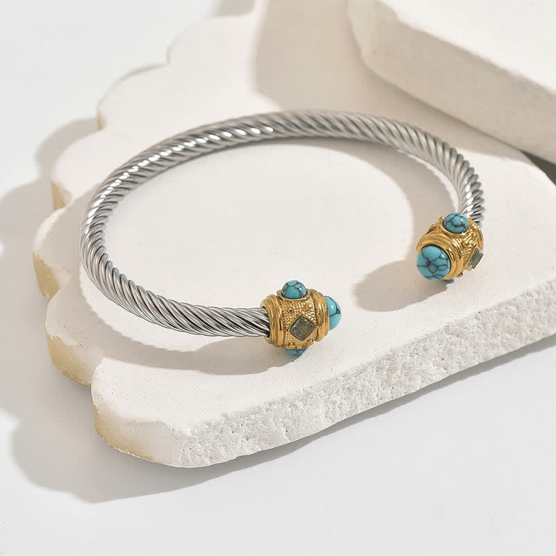 EverestArtStudios Stainless Steel Spiral Energy Two Tone Cuff Bracelet