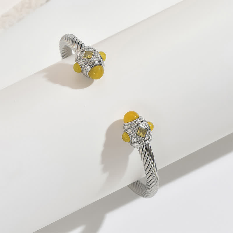 EverestArtStudios Stainless Steel Spiral Energy Two Tone Cuff Bracelet