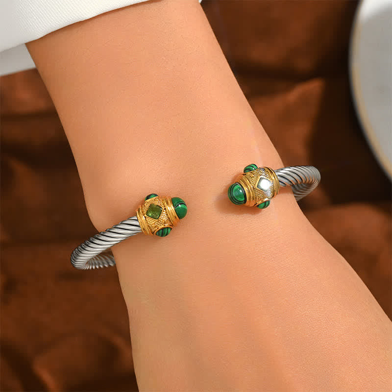 EverestArtStudios Stainless Steel Spiral Energy Two Tone Cuff Bracelet