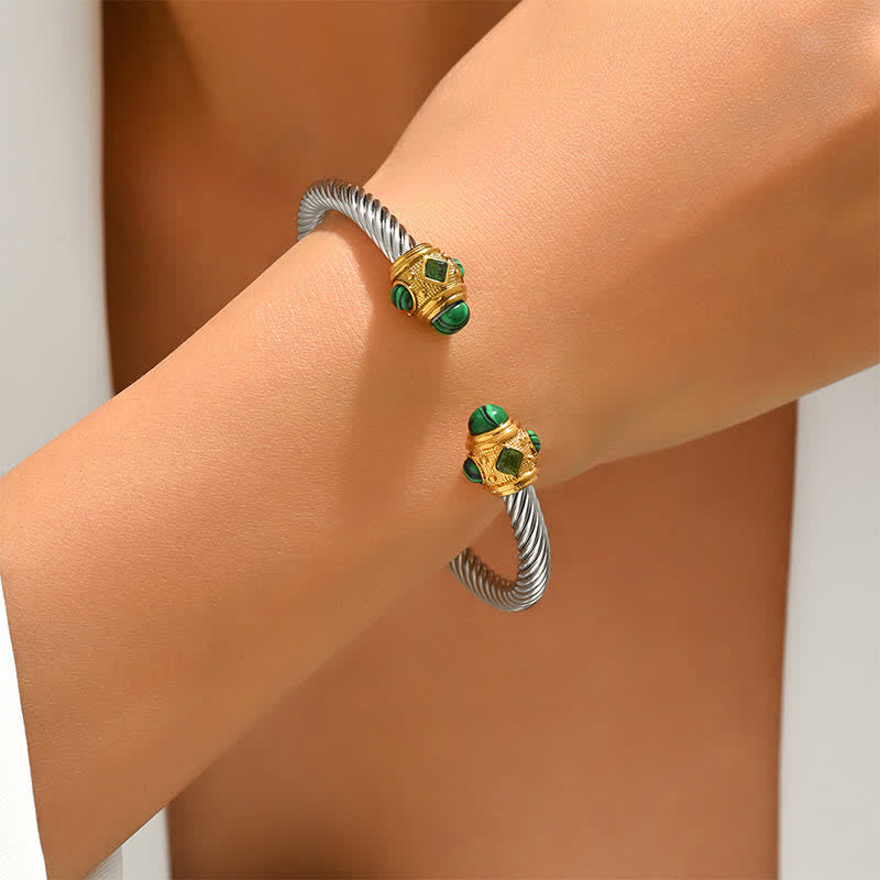 EverestArtStudios Stainless Steel Spiral Energy Two Tone Cuff Bracelet