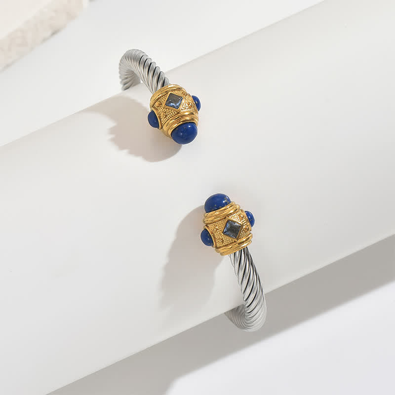 EverestArtStudios Stainless Steel Spiral Energy Two Tone Cuff Bracelet