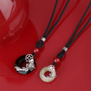 EverestArtstudios Jade Koi Fish Success Braided Circular Chinese Style Necklace
