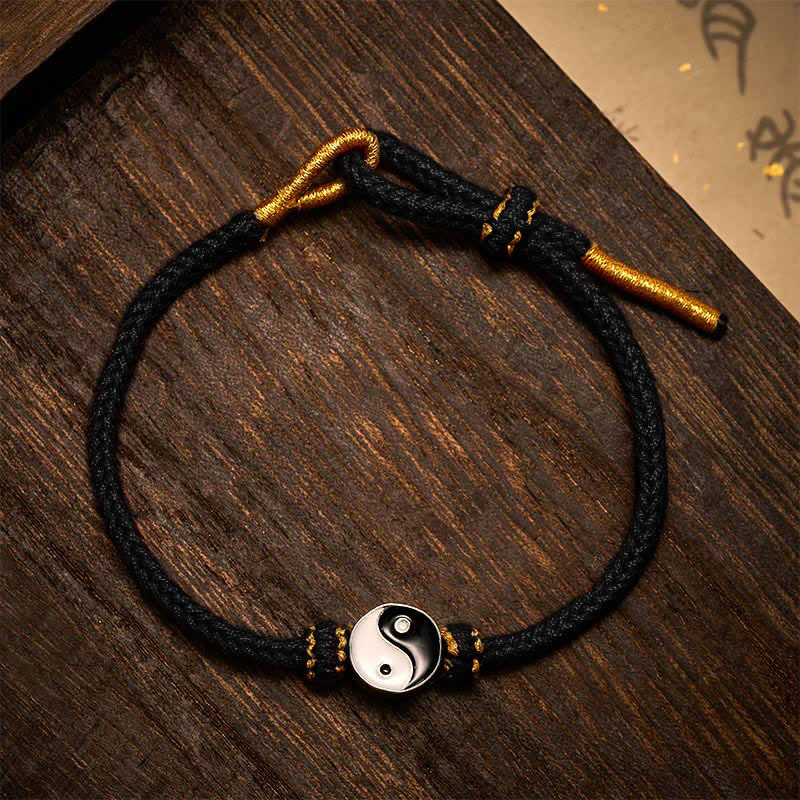EverestArtstudios Hand-Woven Yin Yang Red String Lucky Adjustable Braided Cord Bracelet