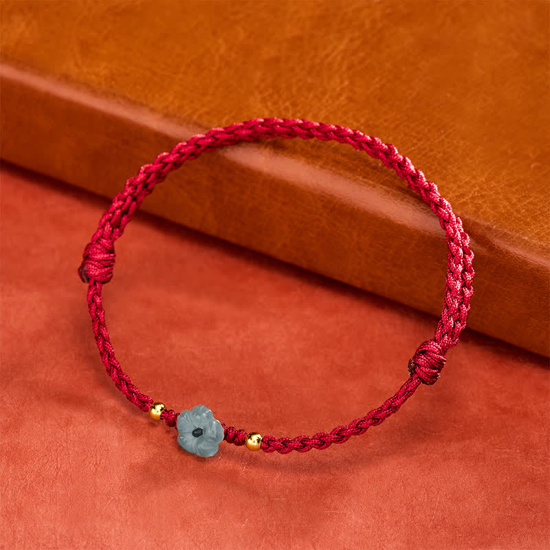 Buddha Stones Jade Flower Red String Blessing Bracelet