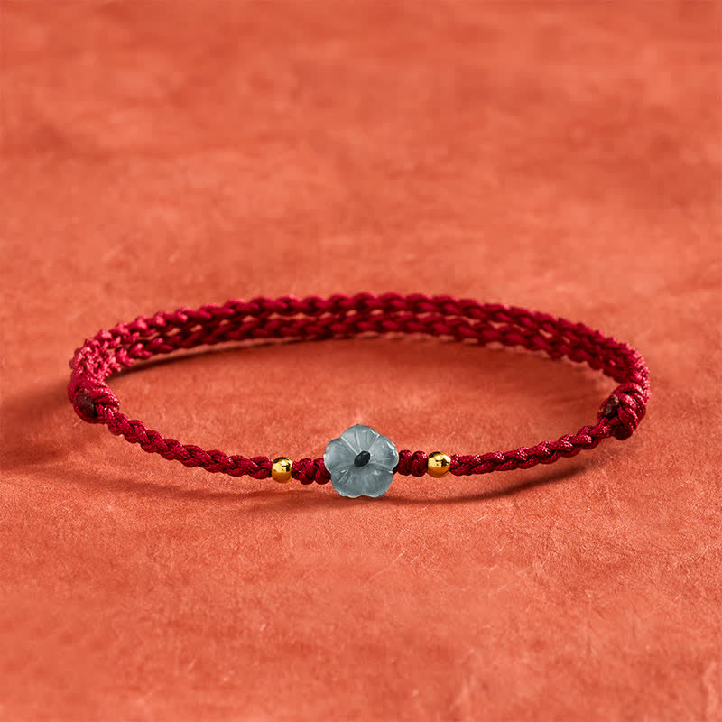 Buddha Stones Jade Flower Red String Blessing Bracelet
