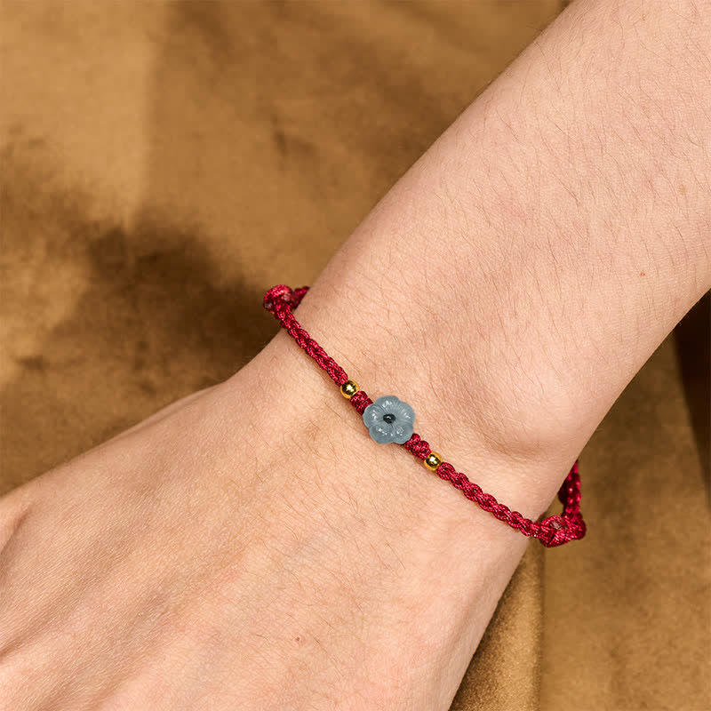 EverestArtstudios Jade Flower Red String Blessing Bracelet
