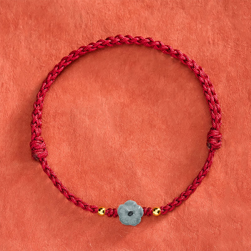 Buddha Stones Jade Flower Red String Blessing Bracelet