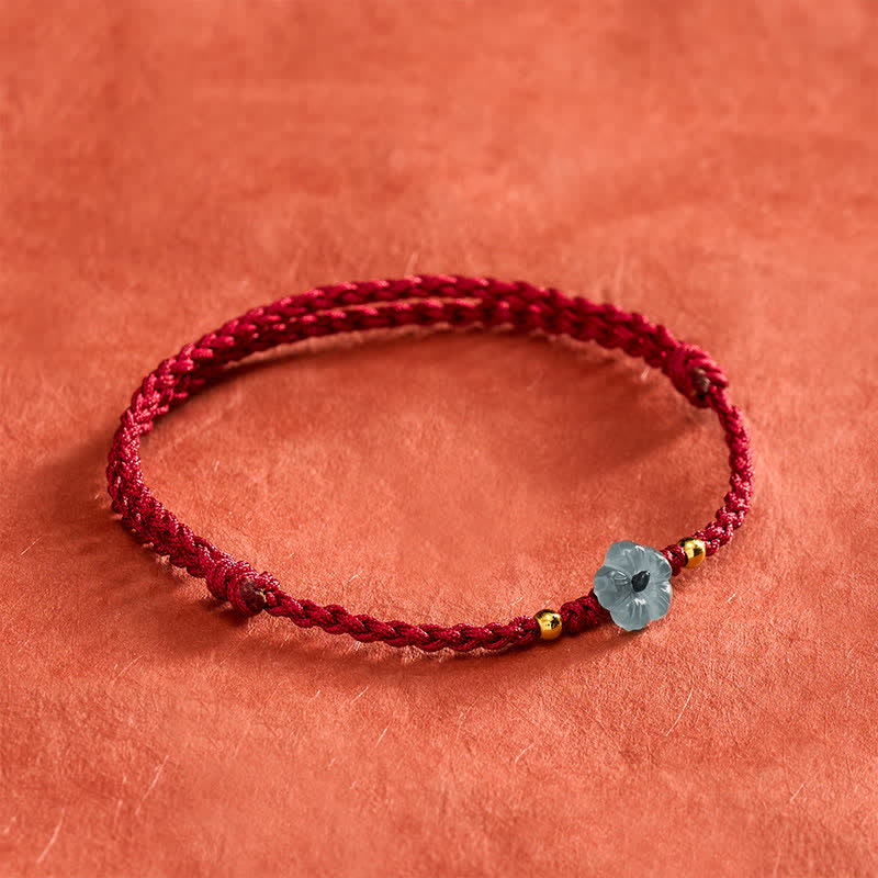 Buddha Stones Jade Flower Red String Blessing Bracelet