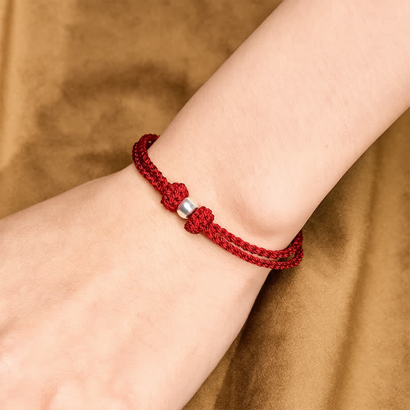 EverestArtstudios 925 Sterling Silver Bead Red String Blessing Braided Bracelet