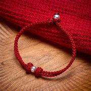 EverestArtstudios 925 Sterling Silver Bead Red String Blessing Braided Bracelet