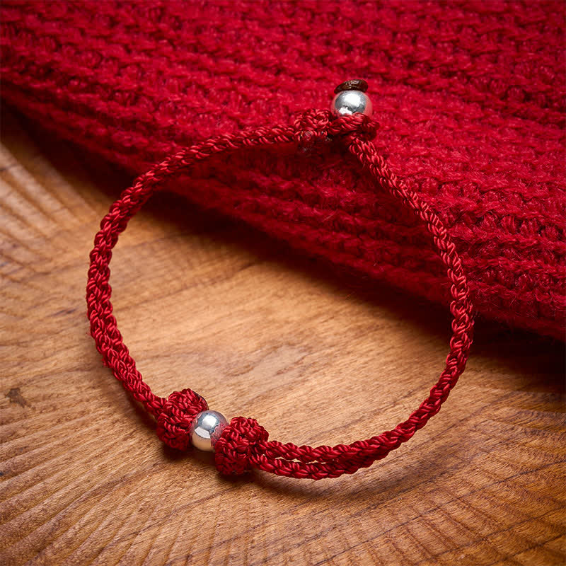 EverestArtstudios 925 Sterling Silver Bead Red String Blessing Braided Bracelet