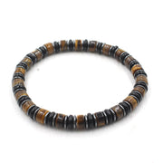 EverestArtStudios Black Obsidian Hematite Hand Polished Ethnic Luck Flat Bead Bracelet