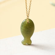 EverestArtstudios Jade Little Fish Luck Hand Carved Pendant Necklace