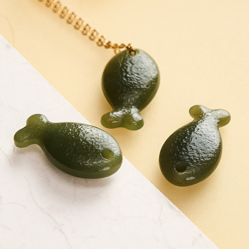 EverestArtstudios Jade Little Fish Luck Hand Carved Pendant Necklace