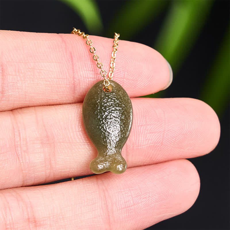 EverestArtstudios Jade Little Fish Luck Hand Carved Pendant Necklace